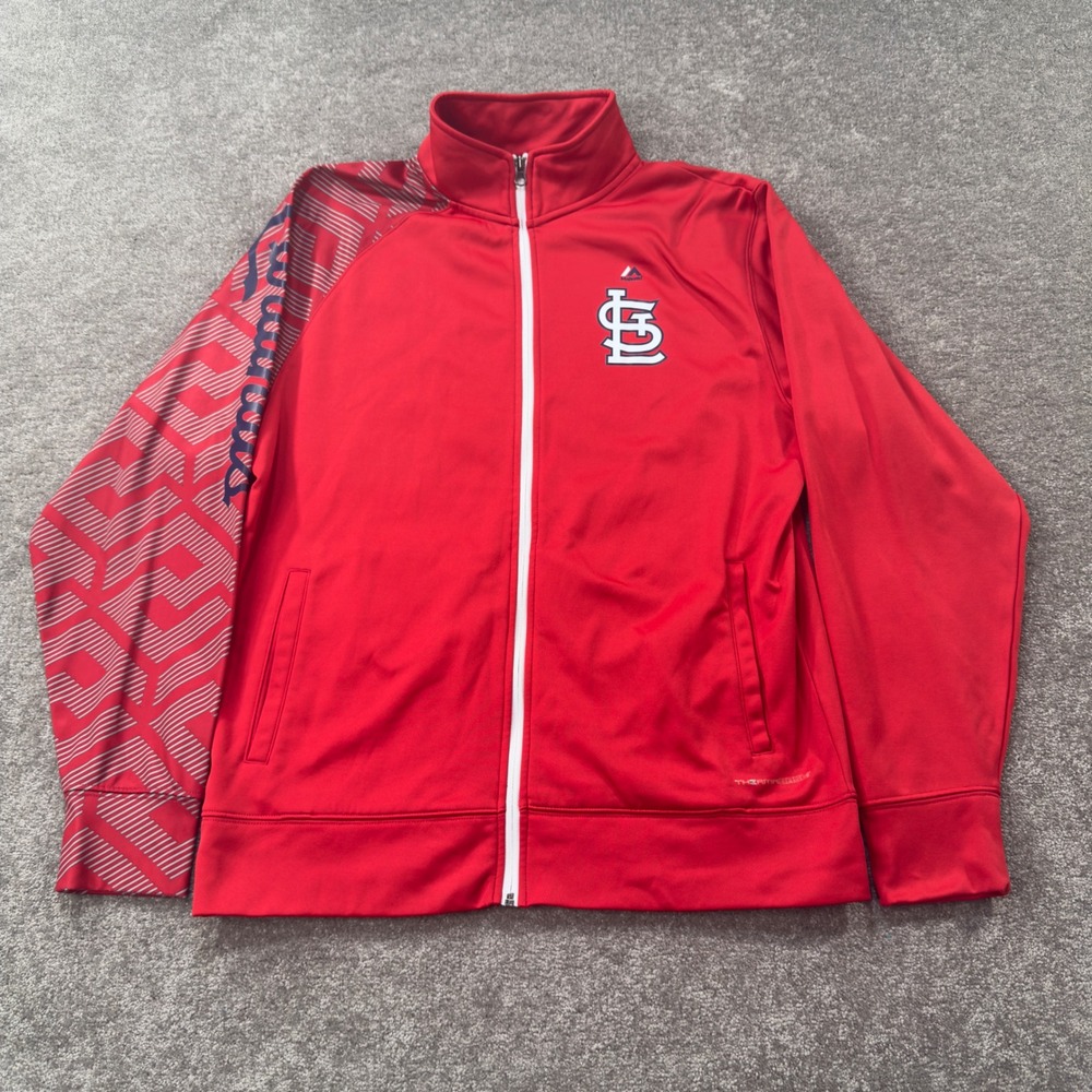 Majestic St Louis Cardinals Track Jacket Mens Large Red Full Zip MLB MN55